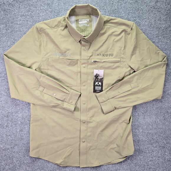 Kuiu Other - Kuiu Mesa Shirt Mens Large Khaki Performance Fishing Vented Long Sleeve Snap Up